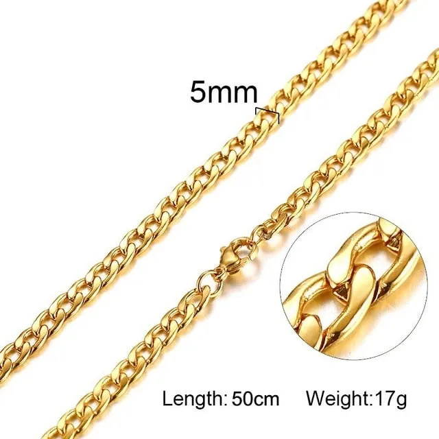 Miami Cuban Link Chain Hip Hop Style Men's Stainless Steel Gold Silver Color Wholesale 20" Necklaces