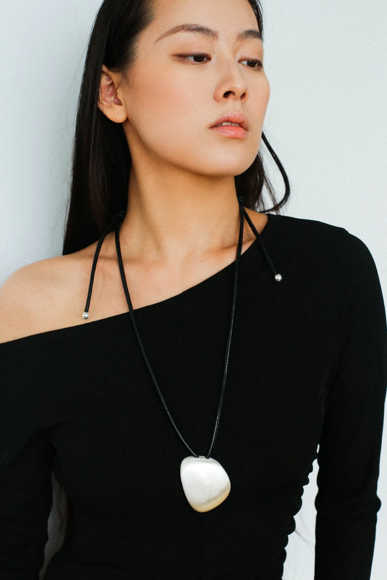 Minimalist Geometric Brushed Pendant Necklace