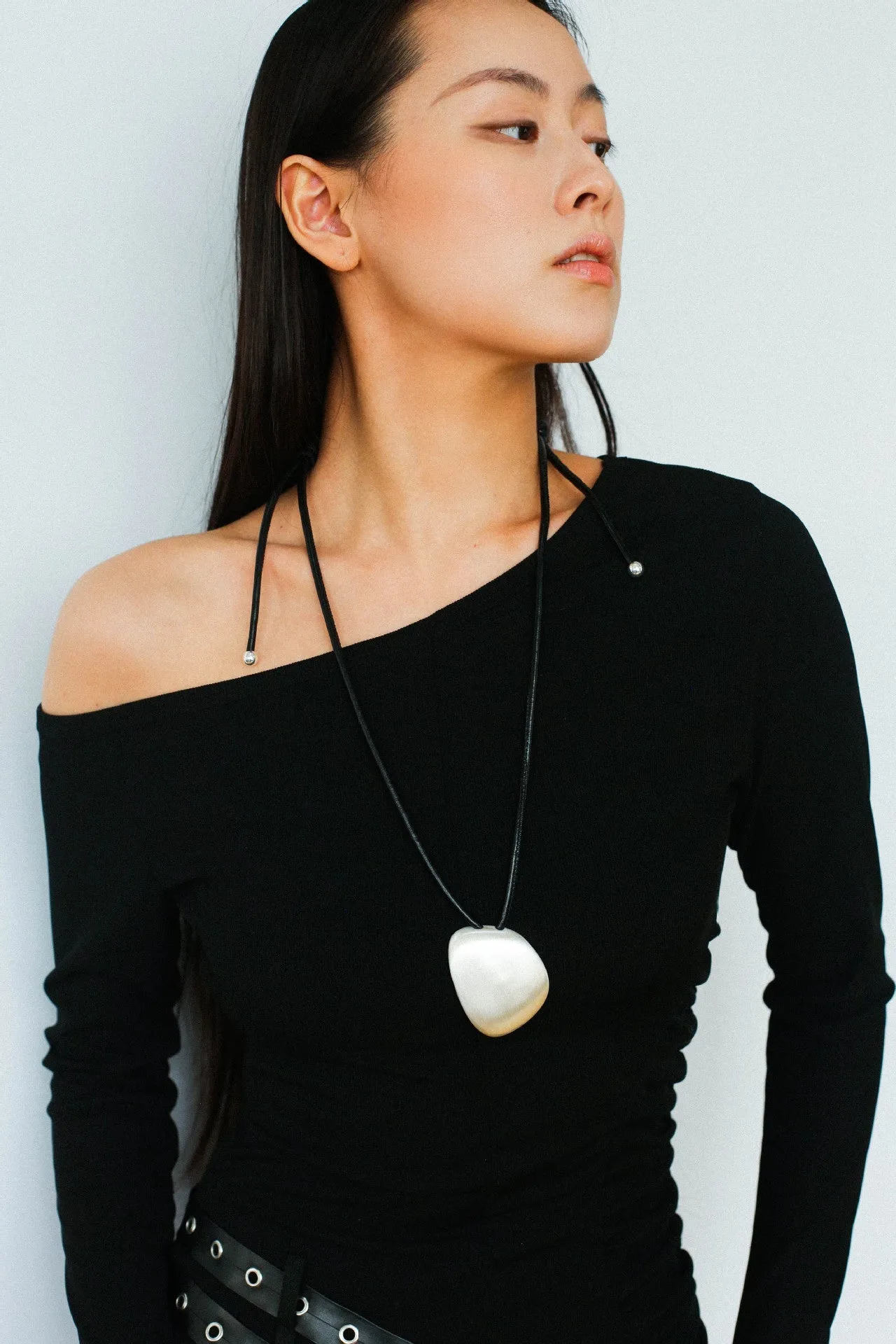 Minimalist Geometric Brushed Pendant Necklace
