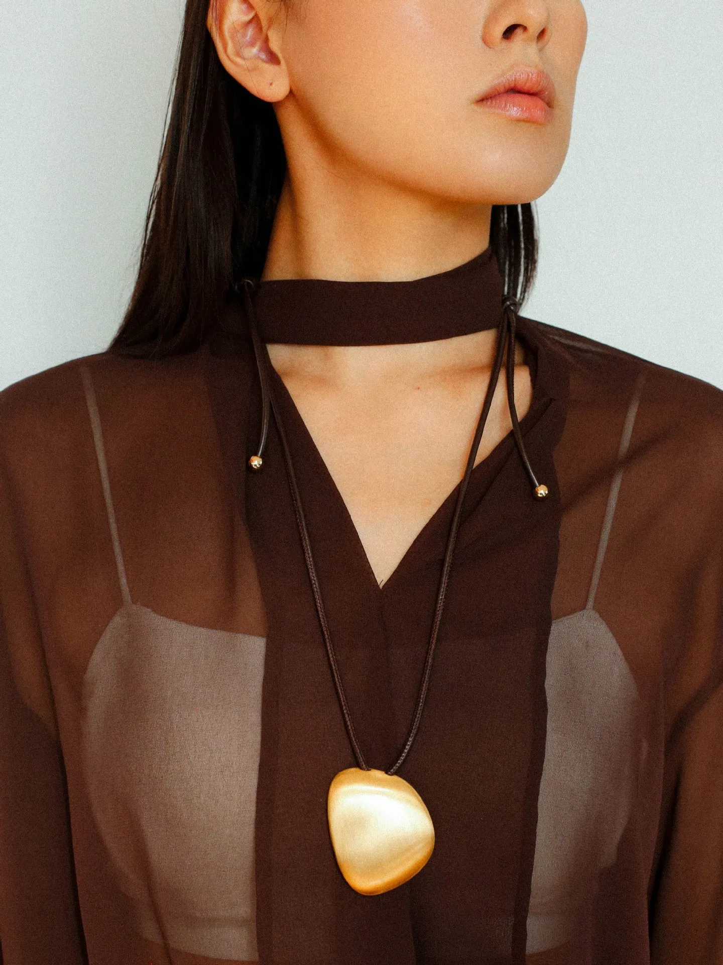 Minimalist Geometric Brushed Pendant Necklace