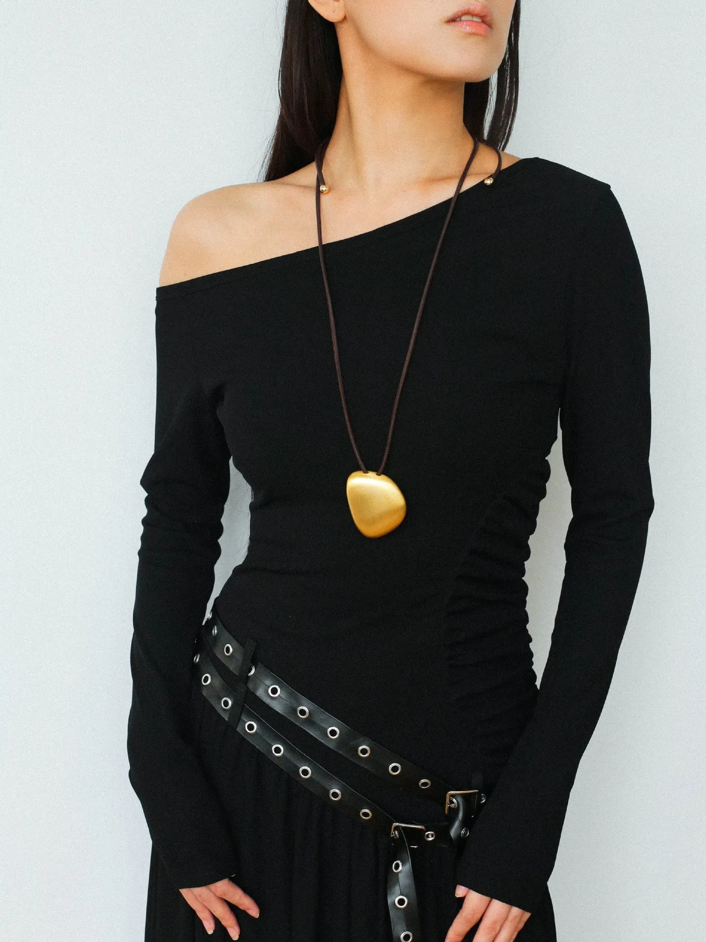 Minimalist Geometric Brushed Pendant Necklace