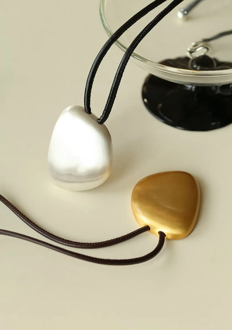 Minimalist Geometric Brushed Pendant Necklace