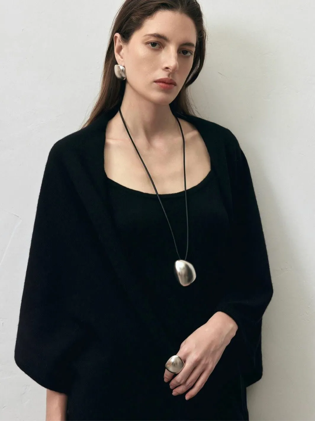 Minimalist Geometric Brushed Pendant Necklace