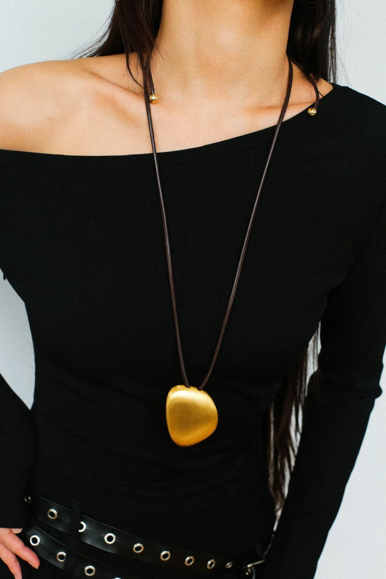 Minimalist Geometric Brushed Pendant Necklace