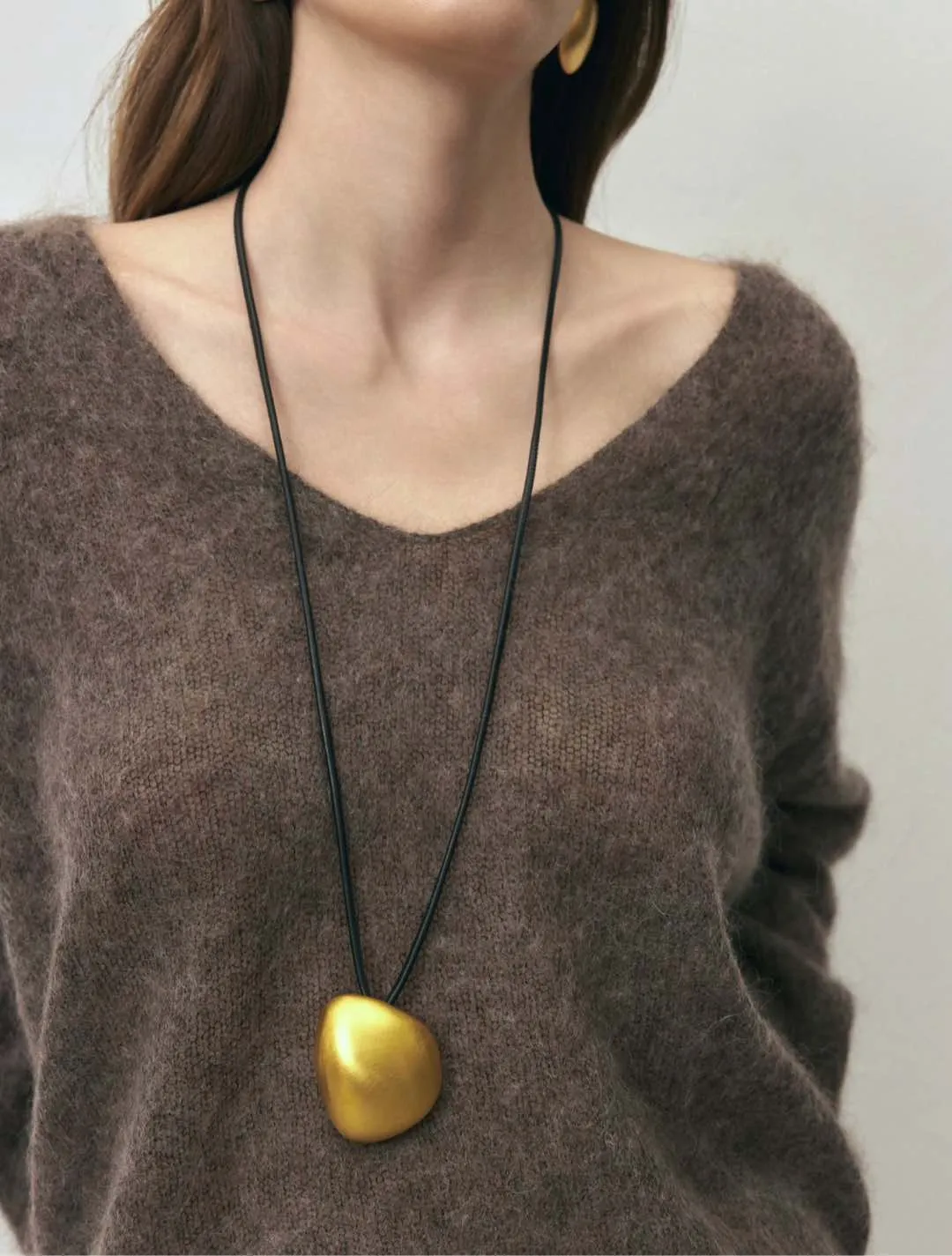 Minimalist Geometric Brushed Pendant Necklace