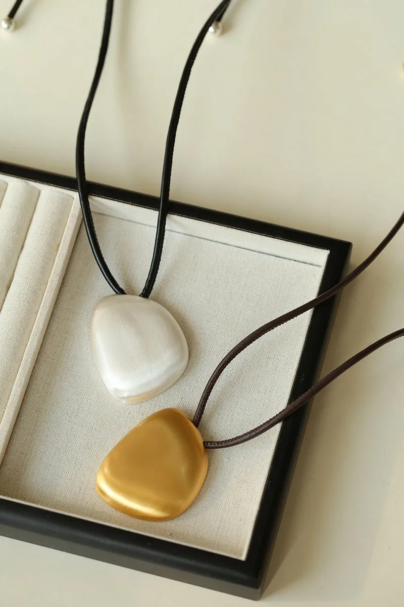 Minimalist Geometric Brushed Pendant Necklace
