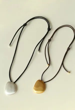 Minimalist Geometric Brushed Pendant Necklace