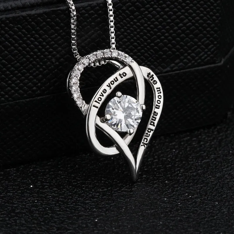 Mother Necklace Women Jewellry Mother&#39;s Day Gift &quot;i love you to the moon and back&quot; Heart Necklaces To My Mom Birthday