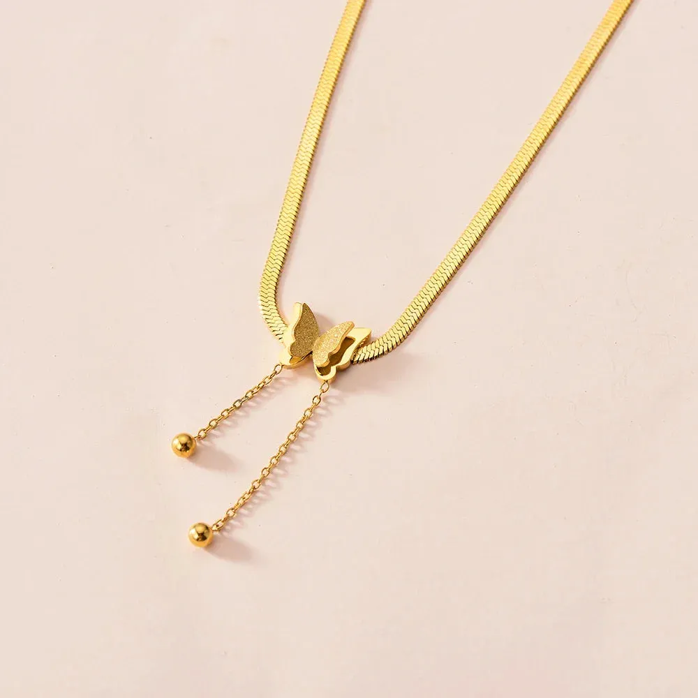 Multilayer Butterfly Gold Stainless Choker Jewelry Gift Necklace