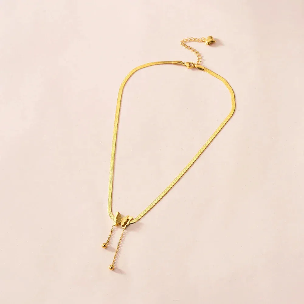 Multilayer Butterfly Gold Stainless Choker Jewelry Gift Necklace