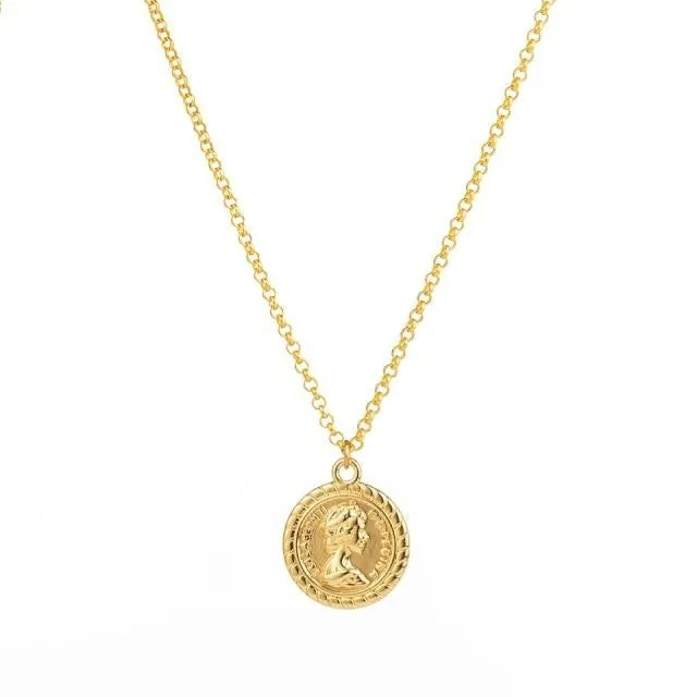 Multilayer Necklaces Charm Jewelry Heart Stars Round Coin Portrait Dollar N010980B