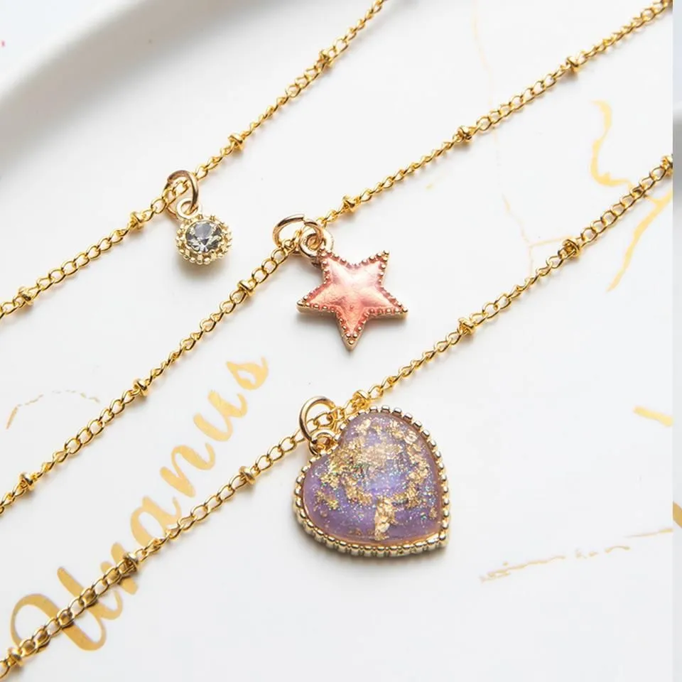 Multilayer Necklaces Charm Jewelry Heart Stars Round Coin Portrait Dollar N010980B