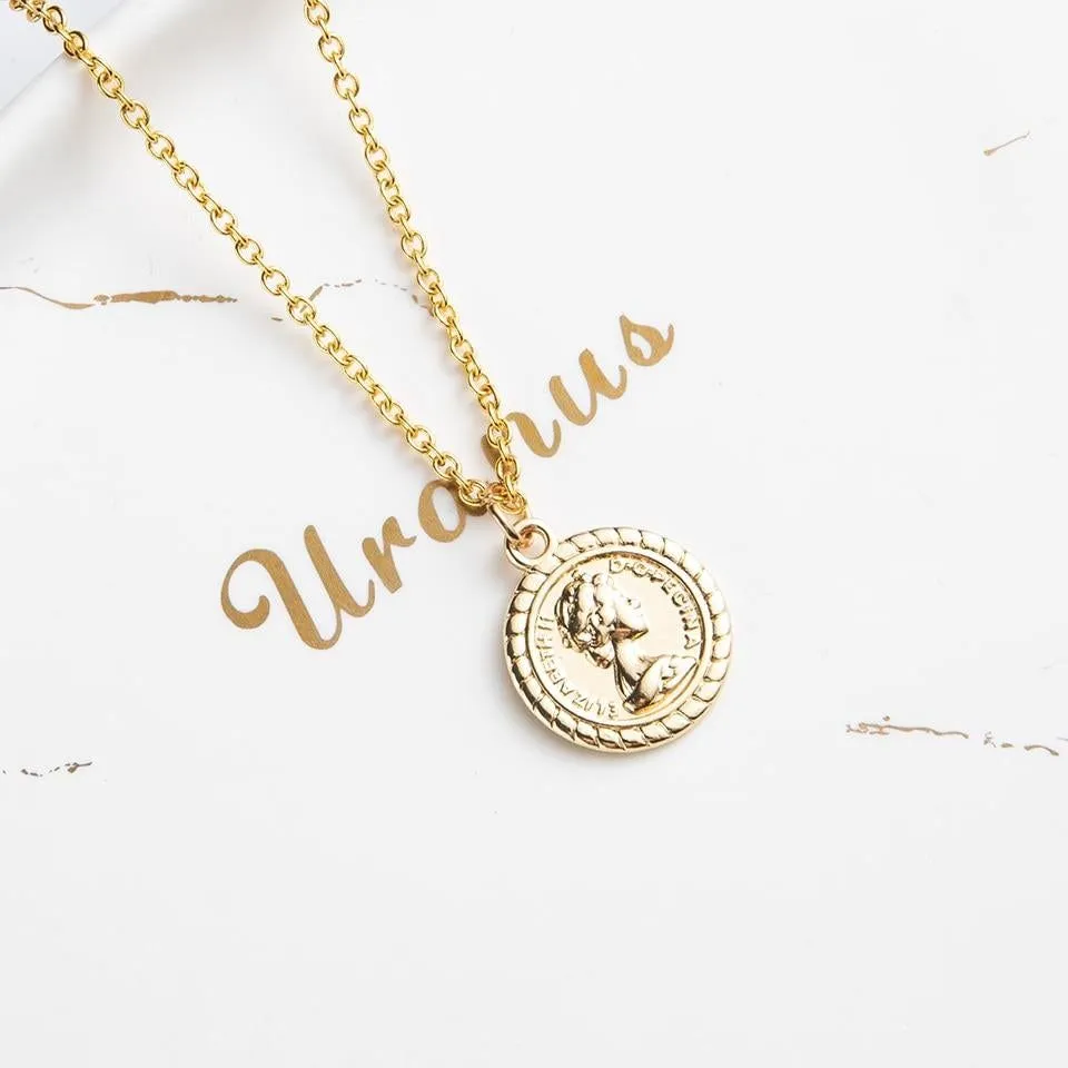 Multilayer Necklaces Charm Jewelry Heart Stars Round Coin Portrait Dollar N010980B