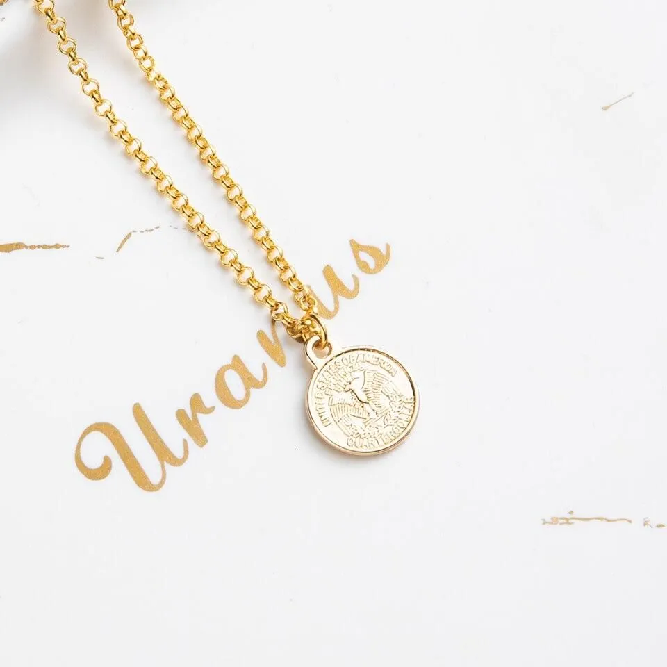 Multilayer Necklaces Charm Jewelry Heart Stars Round Coin Portrait Dollar N010980B