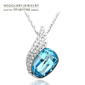 Neoglory Austria Crystal & Rhinestone Pendant Necklace Gorgeous Feather Wings Style Alloy Plated Trendy Sale For Lady