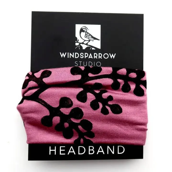(New) Headbands - Berry Branch on Orchid Pink by Windsparrow Studio