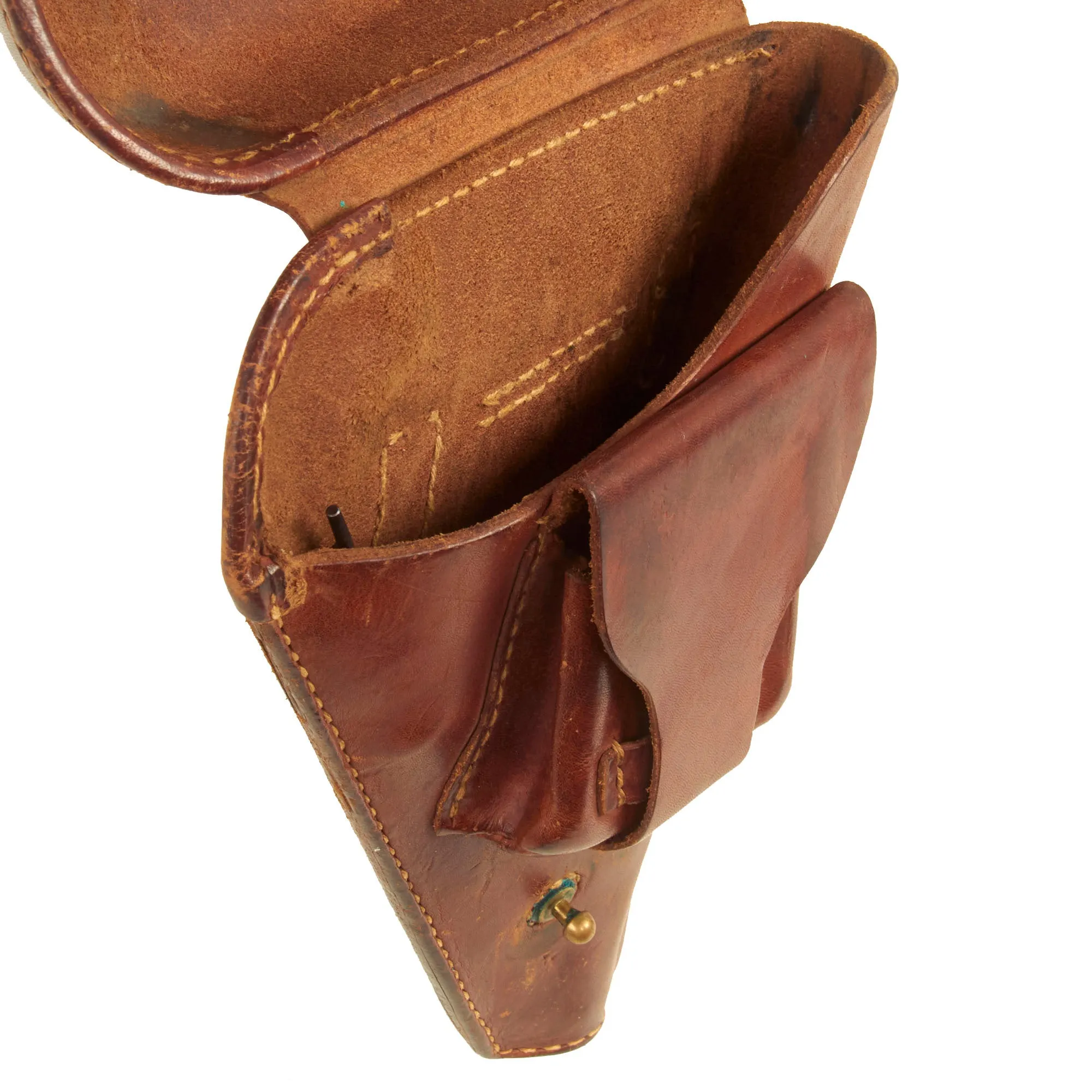 Original Japanese WWII Type 14 Nambu Pistol Leather Holster With Cleaning Rod and Spare Firing Pin