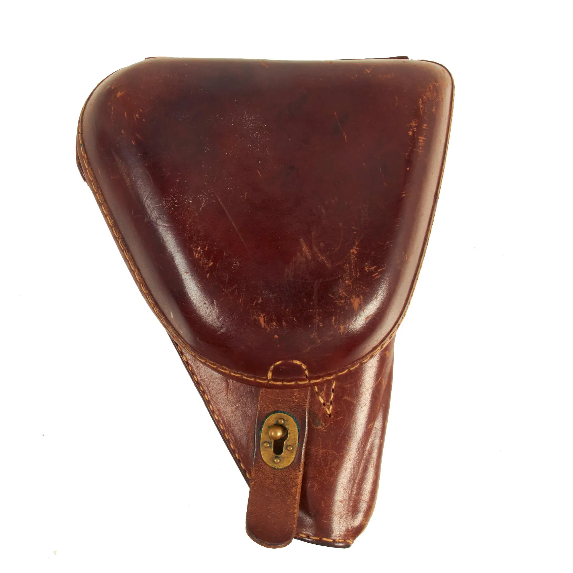 Original Japanese WWII Type 14 Nambu Pistol Leather Holster With Cleaning Rod and Spare Firing Pin