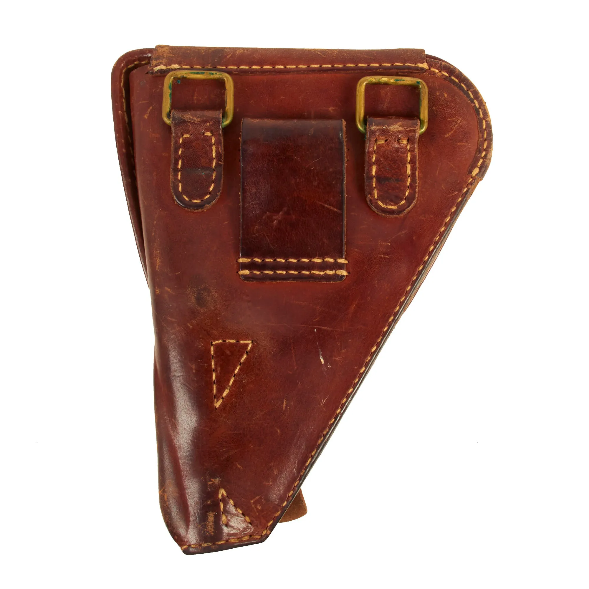 Original Japanese WWII Type 14 Nambu Pistol Leather Holster With Cleaning Rod and Spare Firing Pin