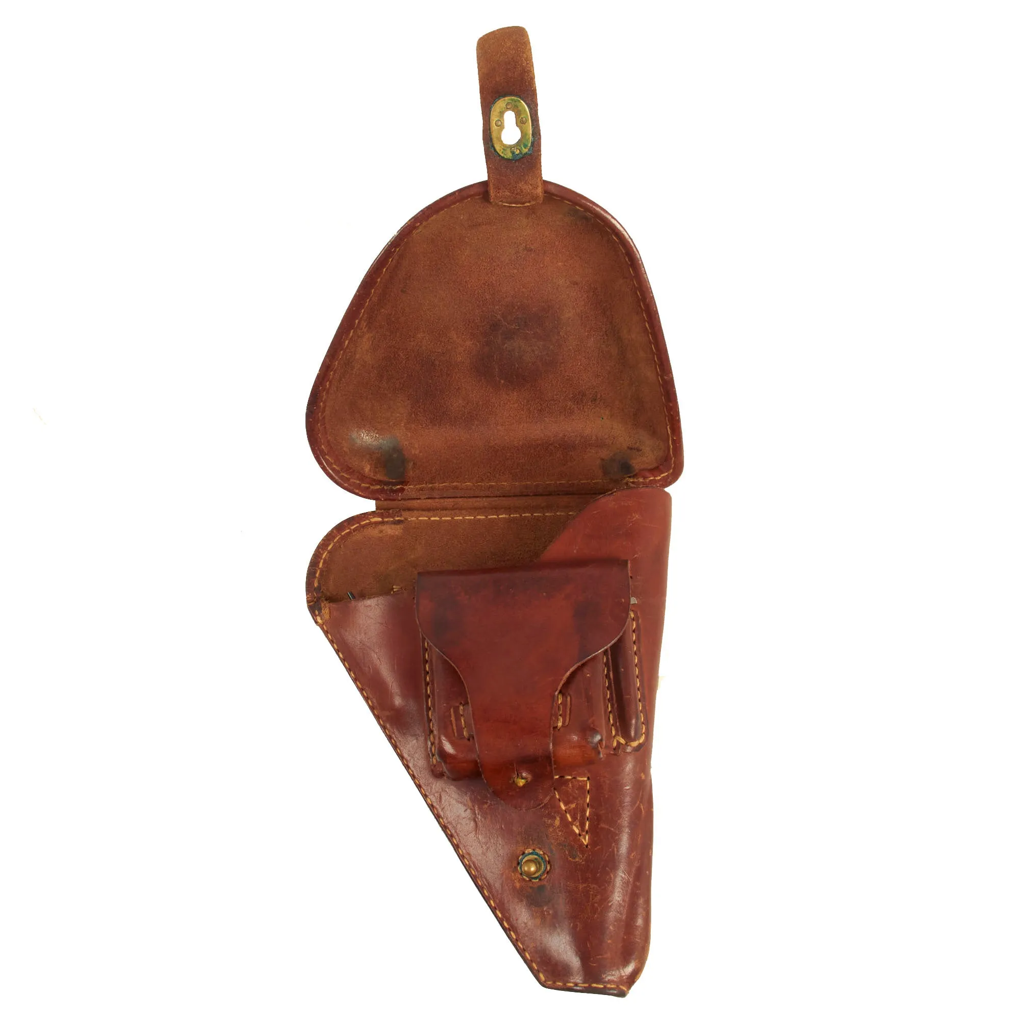 Original Japanese WWII Type 14 Nambu Pistol Leather Holster With Cleaning Rod and Spare Firing Pin