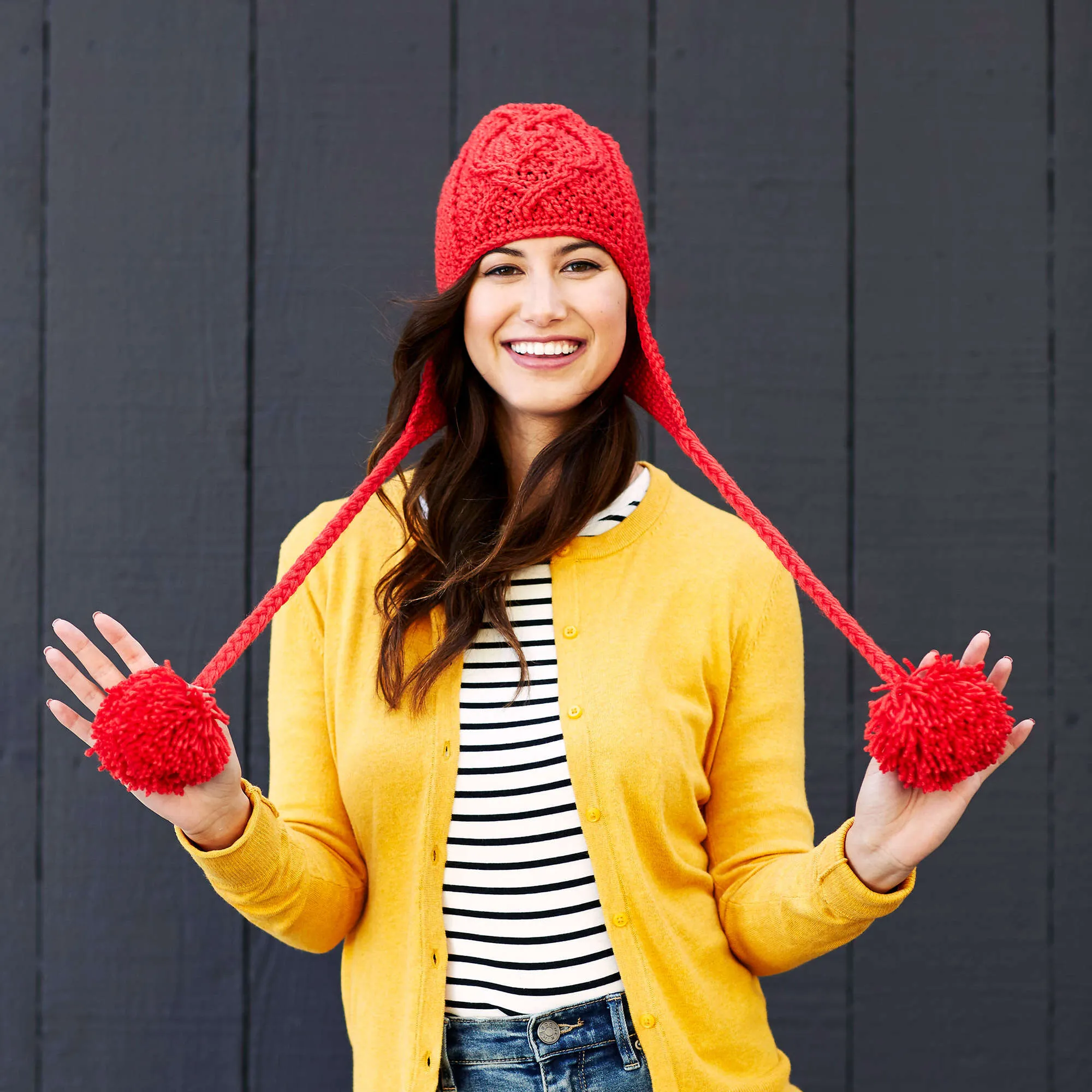 Red Heart Crochet Entwined Chic Cable Hat