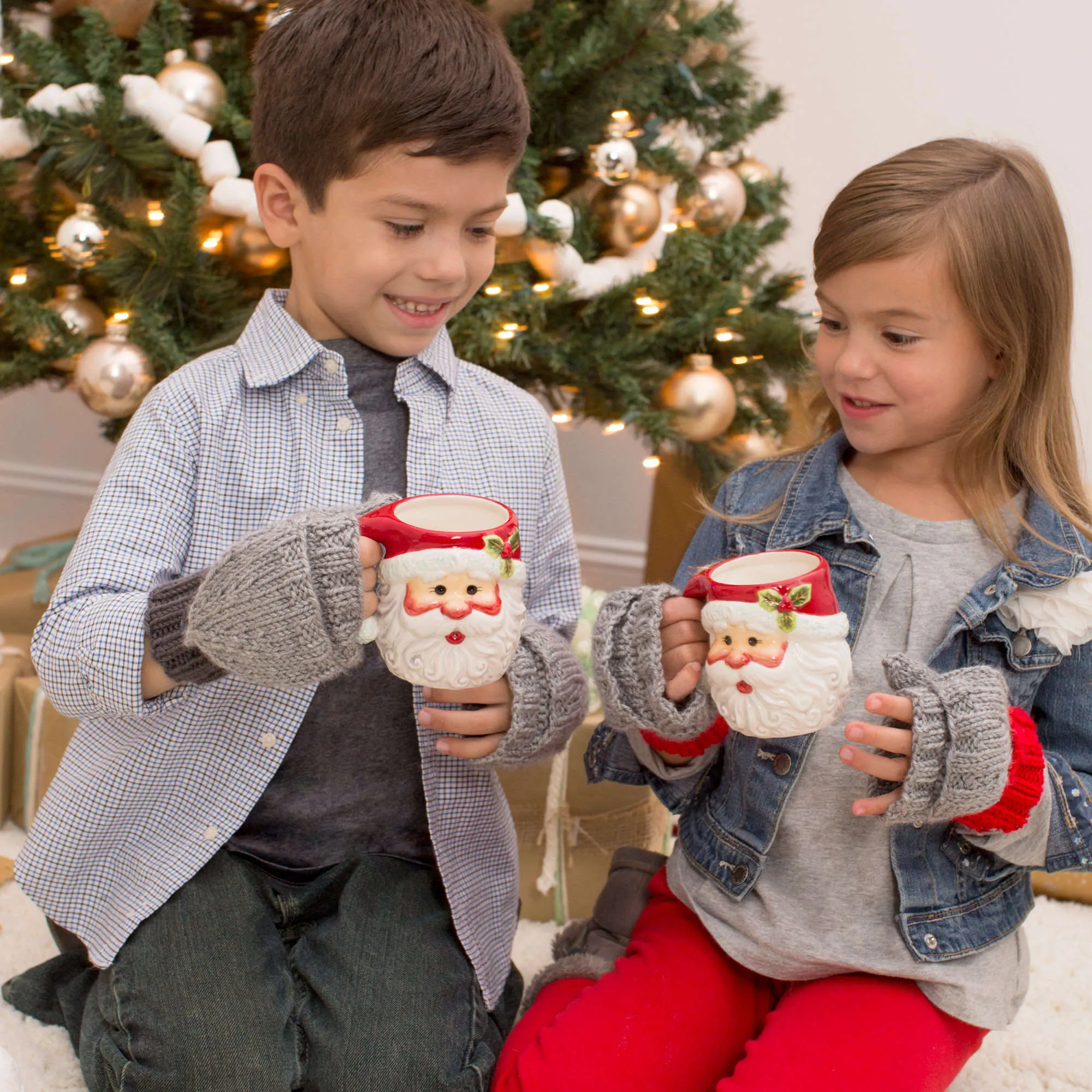 Red Heart Knit Flip-Top Kids' Mittens