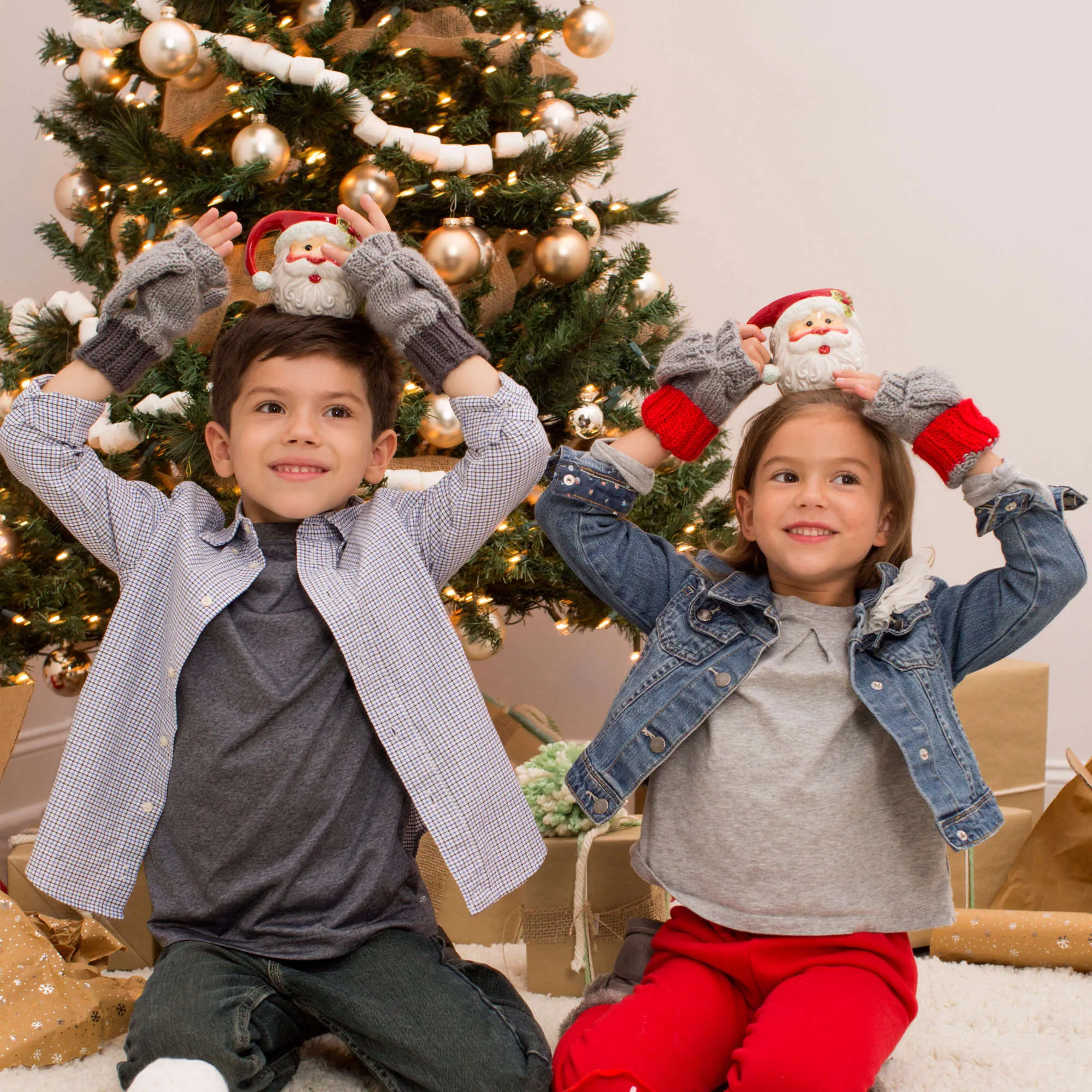 Red Heart Knit Flip-Top Kids' Mittens