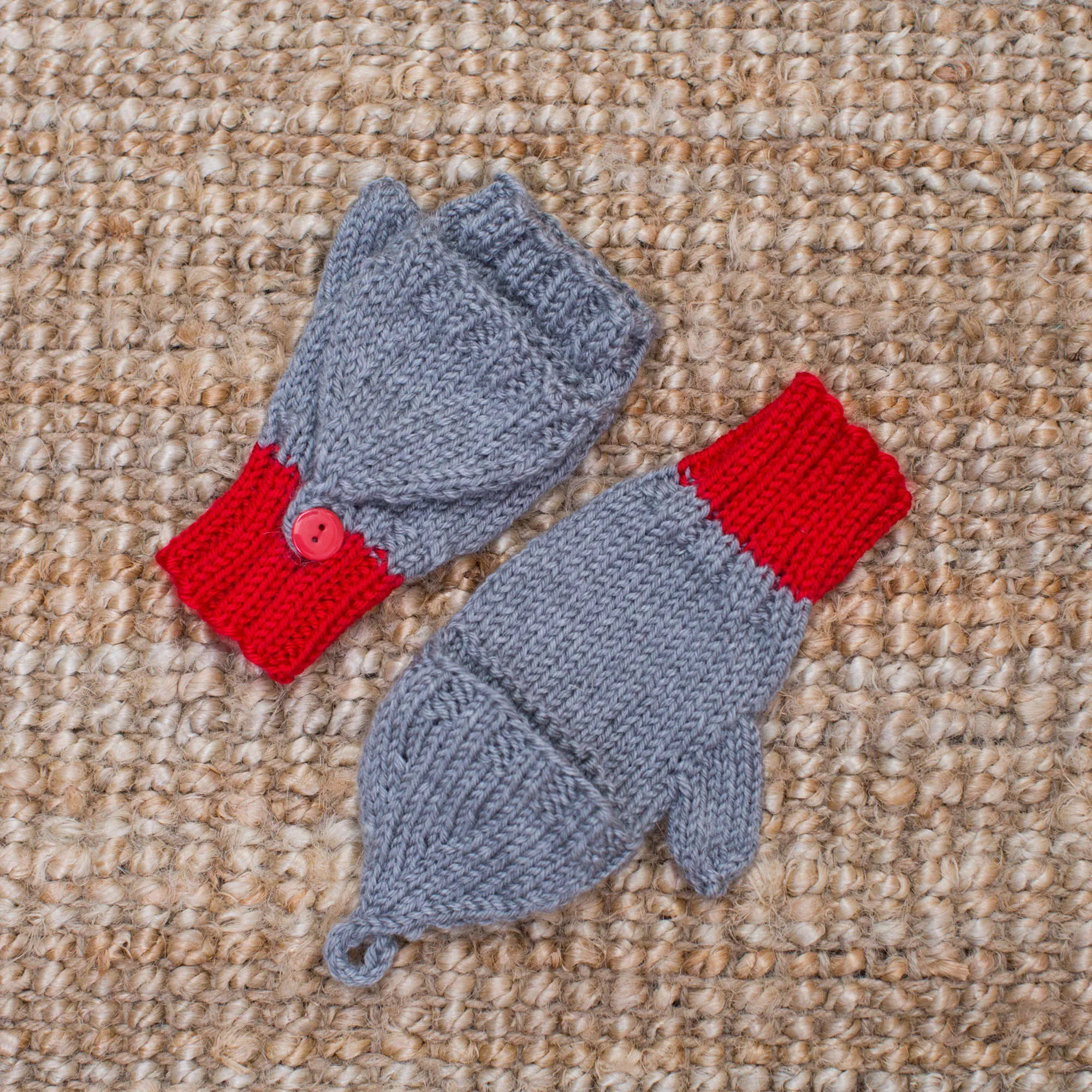 Red Heart Knit Flip-Top Kids' Mittens