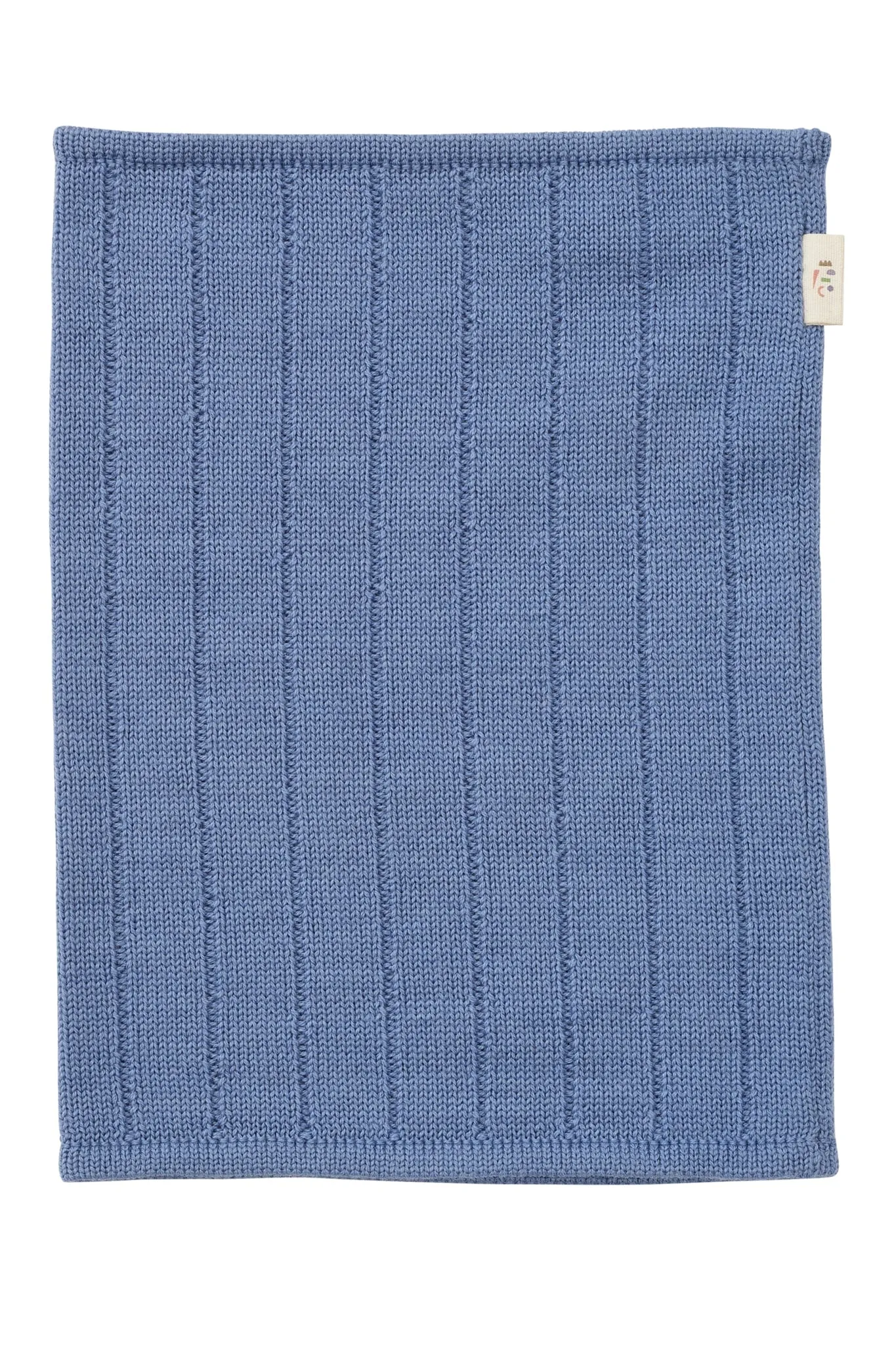 RIB KNITTED TUBE SCARF IN MERINO WOOL - BLUE