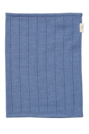 RIB KNITTED TUBE SCARF IN MERINO WOOL - BLUE