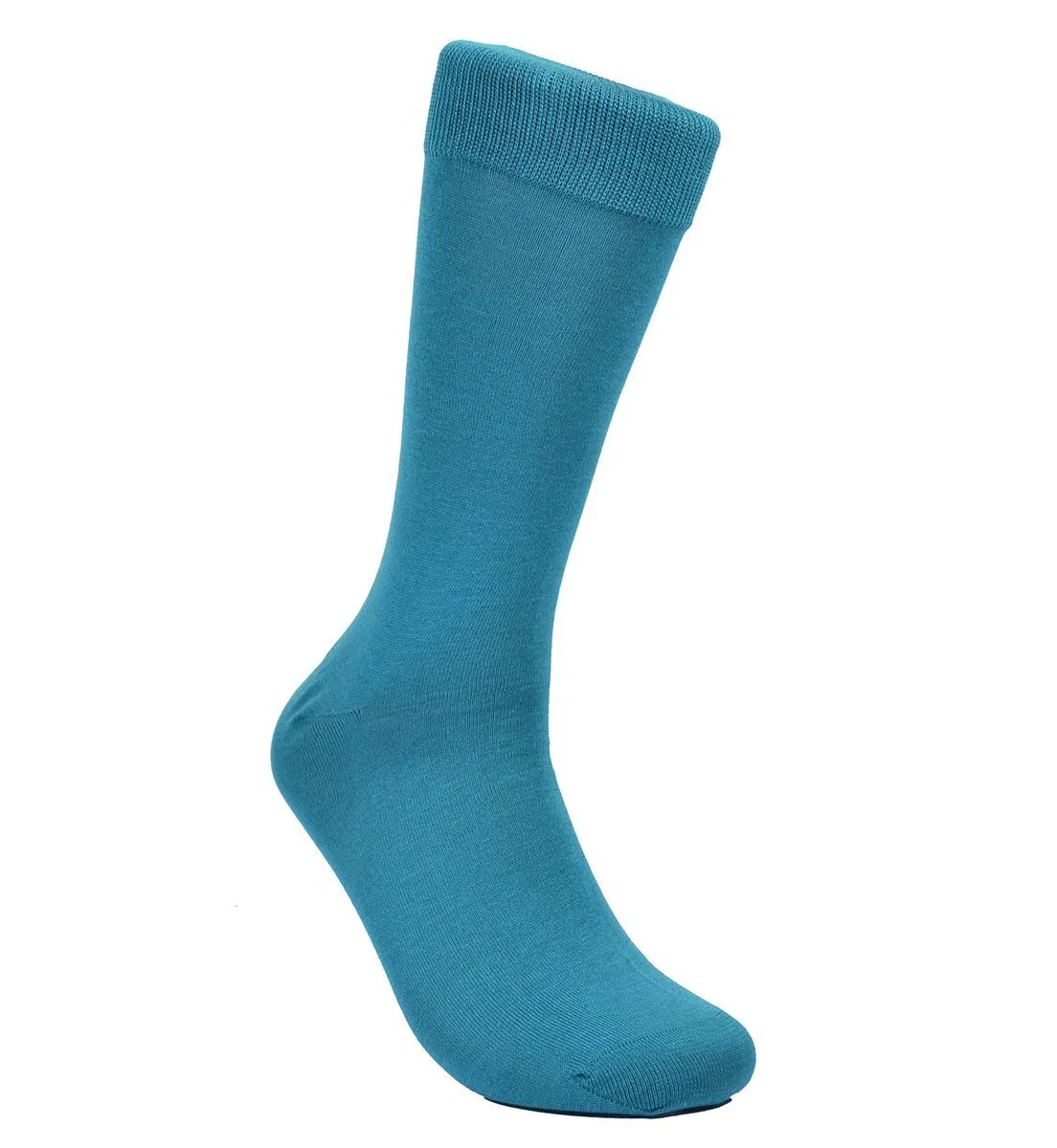 Solid Teal Blue Cotton Dress Socks By Paul Malone